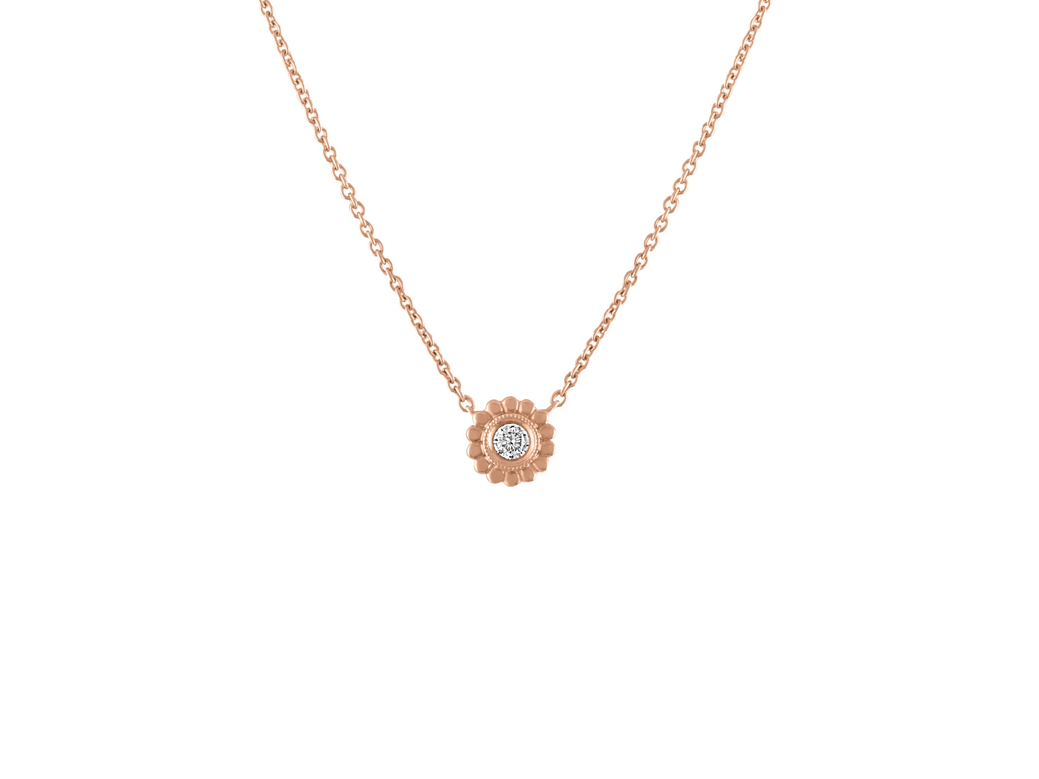 Bezel Diamond Necklace - Rose Gold