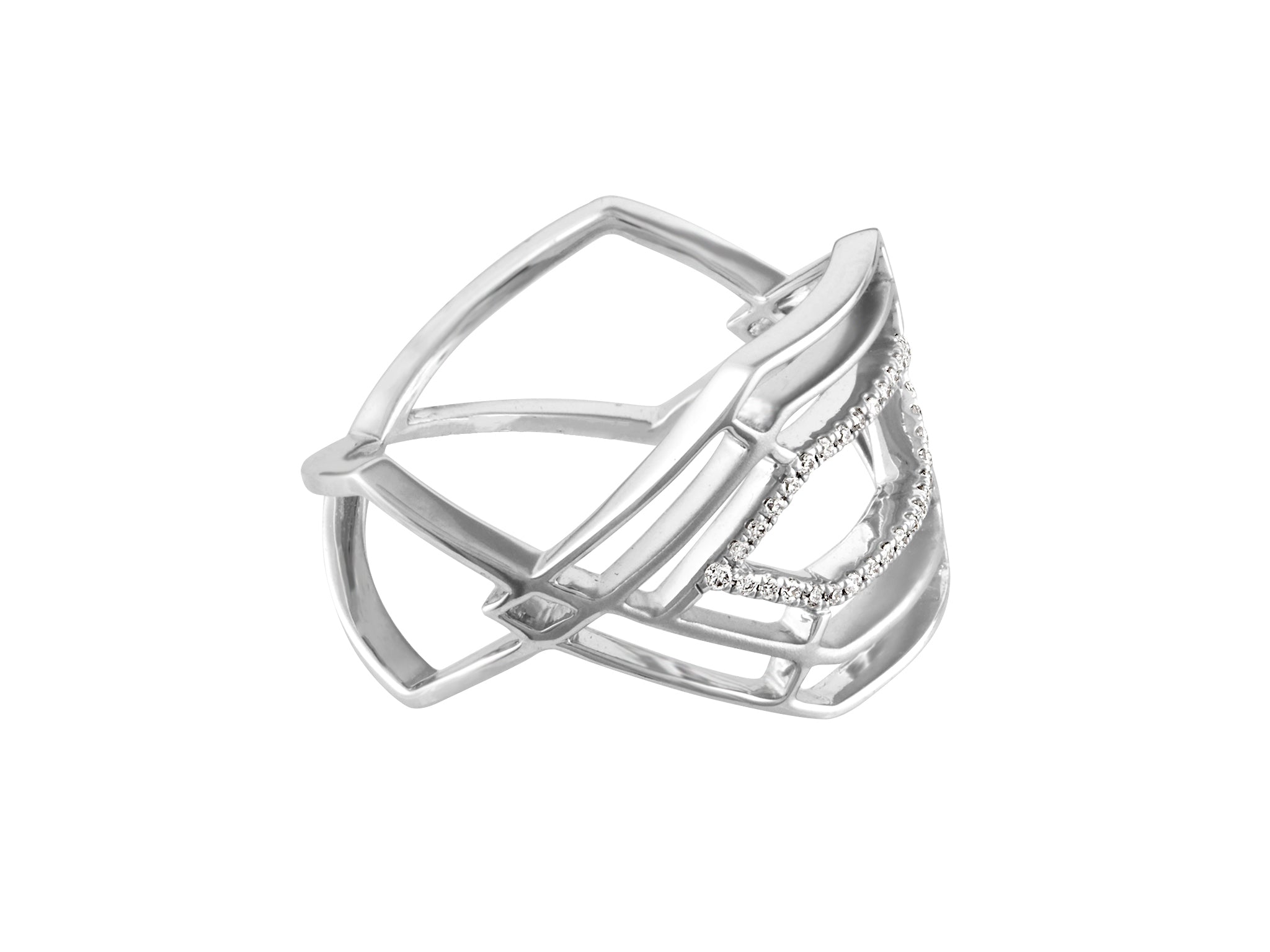Hexa Ring - White Gold Side View