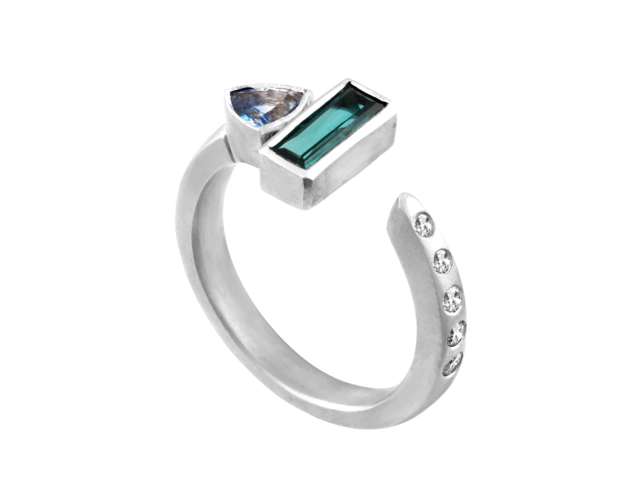 Sapphire Stackable - White Gold Side View